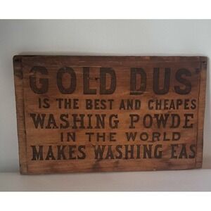 Early 1900' Original Wood Box End For Gold Dust Sign